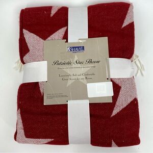 Shavel Patriotic Red and White Star Throw Blanket New